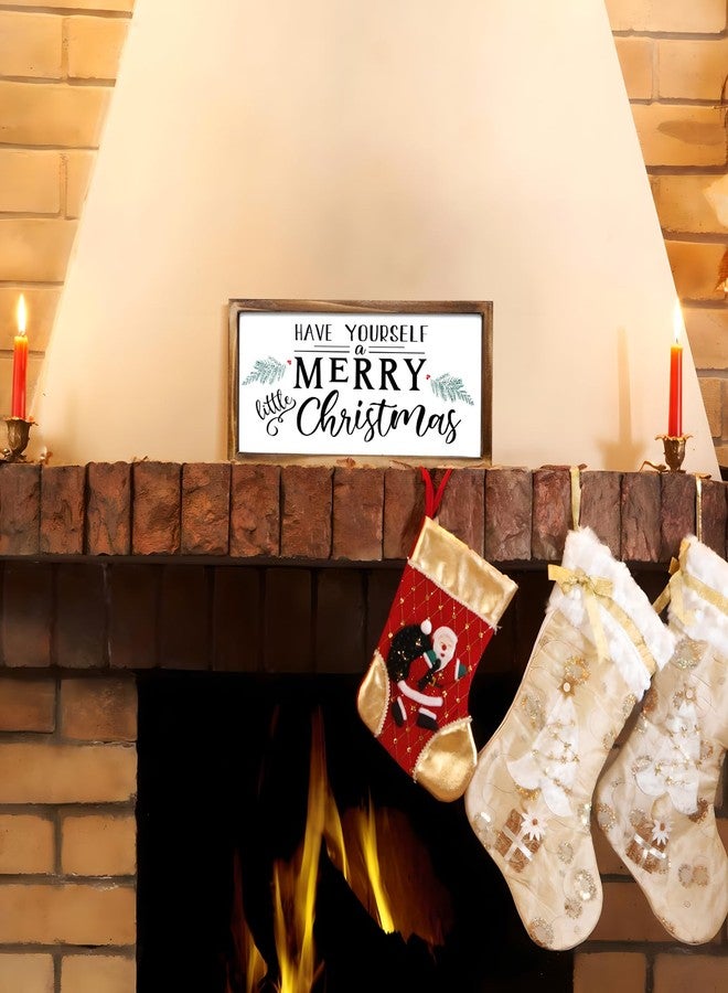 MACVAD Merry Christmas Sign with Solid Wood Framed, 16 x 8 Inchs Wooden Sign for Christmas Decorations Indoor and Outdoor Use - Image 2